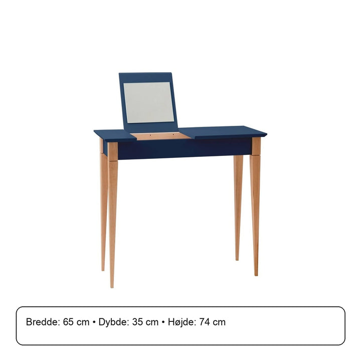 MIMO Sminkebord med spejl - 65x35cm Marineblå – måldiagram
