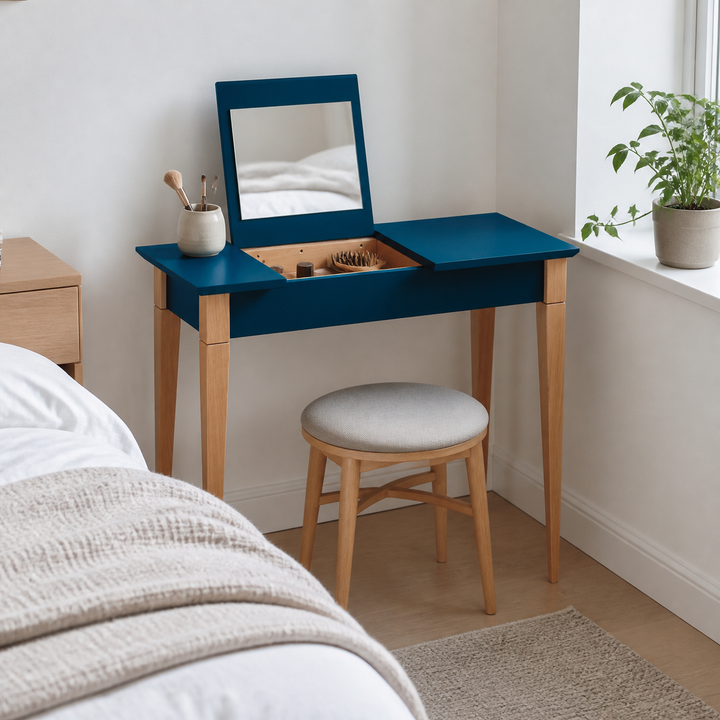 MIMO Sminkebord med spejl - 65x35cm Petrol Blue – materiale- eller konstruktionsdetalje