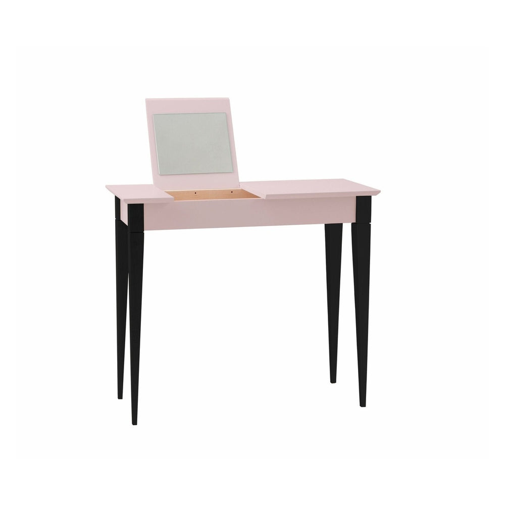MIMO Sminkebord med spejl - 85x35 cm sorte ben / Pink – eksakt packshot på hvid baggrund