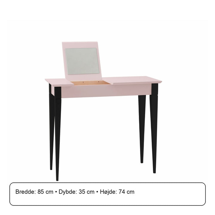 MIMO Sminkebord med spejl - 85x35 cm sorte ben / Pink – måldiagram