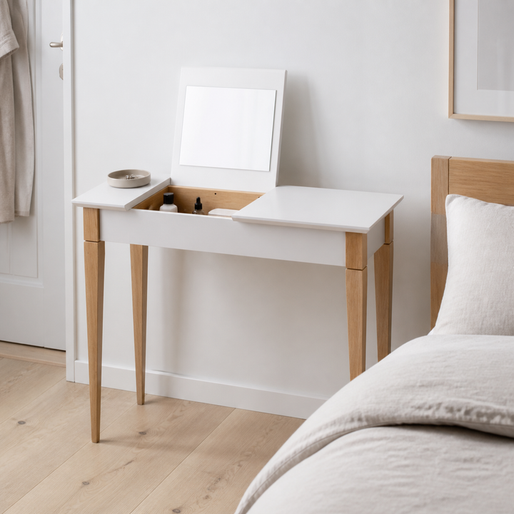 MIMO Sminkebord med spejl - 85x35cm Lysegrå – materiale- eller konstruktionsdetalje
