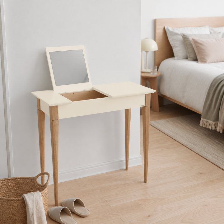 MIMO Sminkebord med spejl 85x35cm Kridthvid (chalk) – anden naturlig anvendelse eller vinkel
