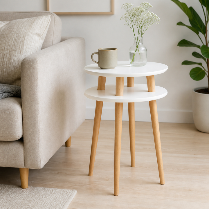UFO Sidebord diameter 45cm x H 61cm - Hvid – hele produktet lukket i hjemmet