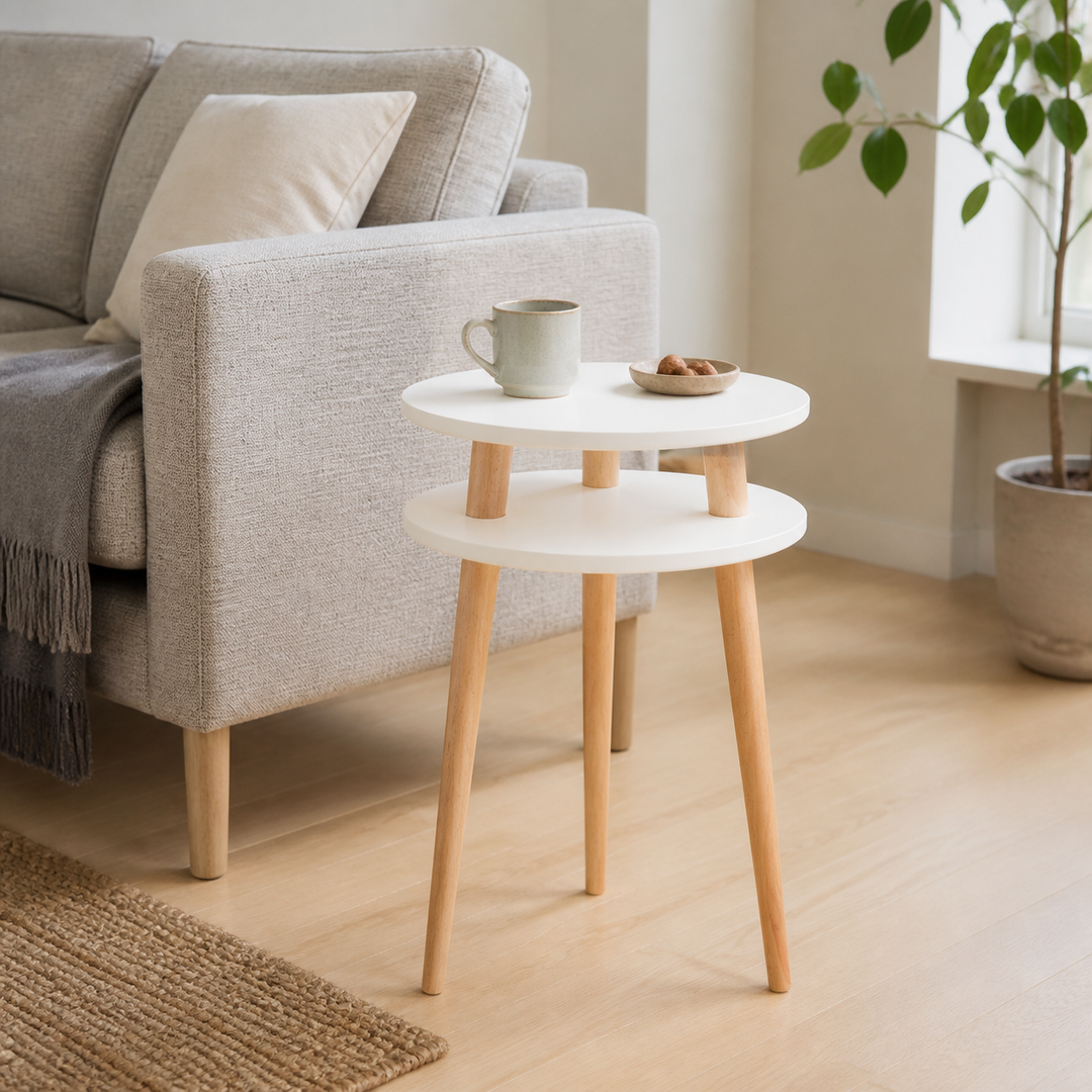 UFO Sidebord diameter 45cm x H 61cm - Hvid – supplerende neutral dagslysscene
