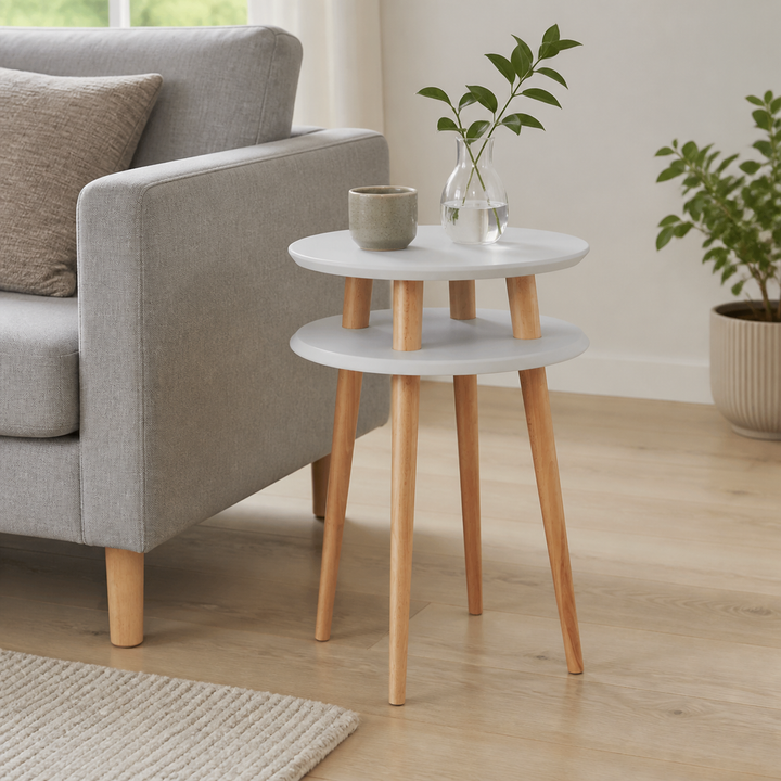 UFO Sidebord diameter 45cm x H 61cm - Lysegrå – hele produktet lukket i hjemmet