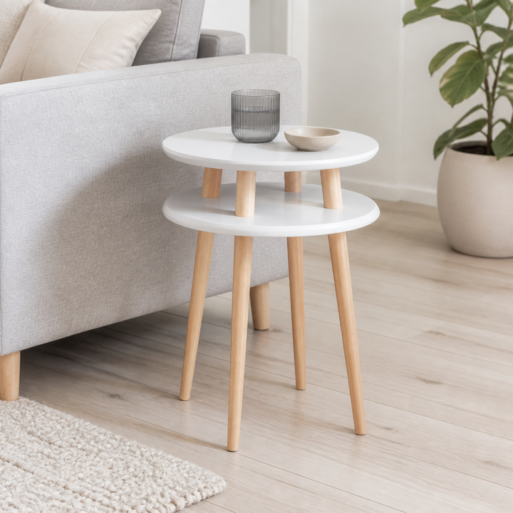 UFO Sidebord diameter 45cm x H 61cm - Lysegrå – supplerende neutral dagslysscene