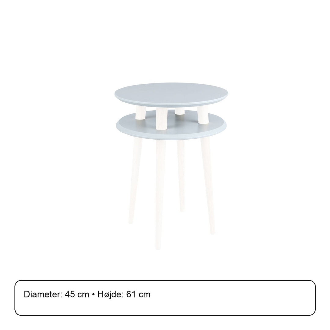 UFO Sidebord diameter 45cm x H 61cm - Lysegrå bordplade/hvide ben – måldiagram