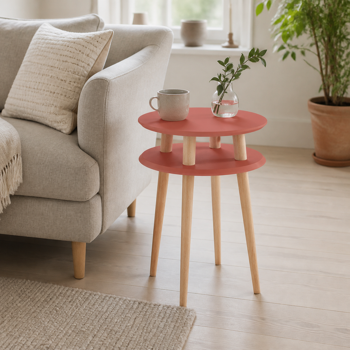 UFO Sidebord diameter 45cm x H 61cm Antik pink – supplerende neutral dagslysscene