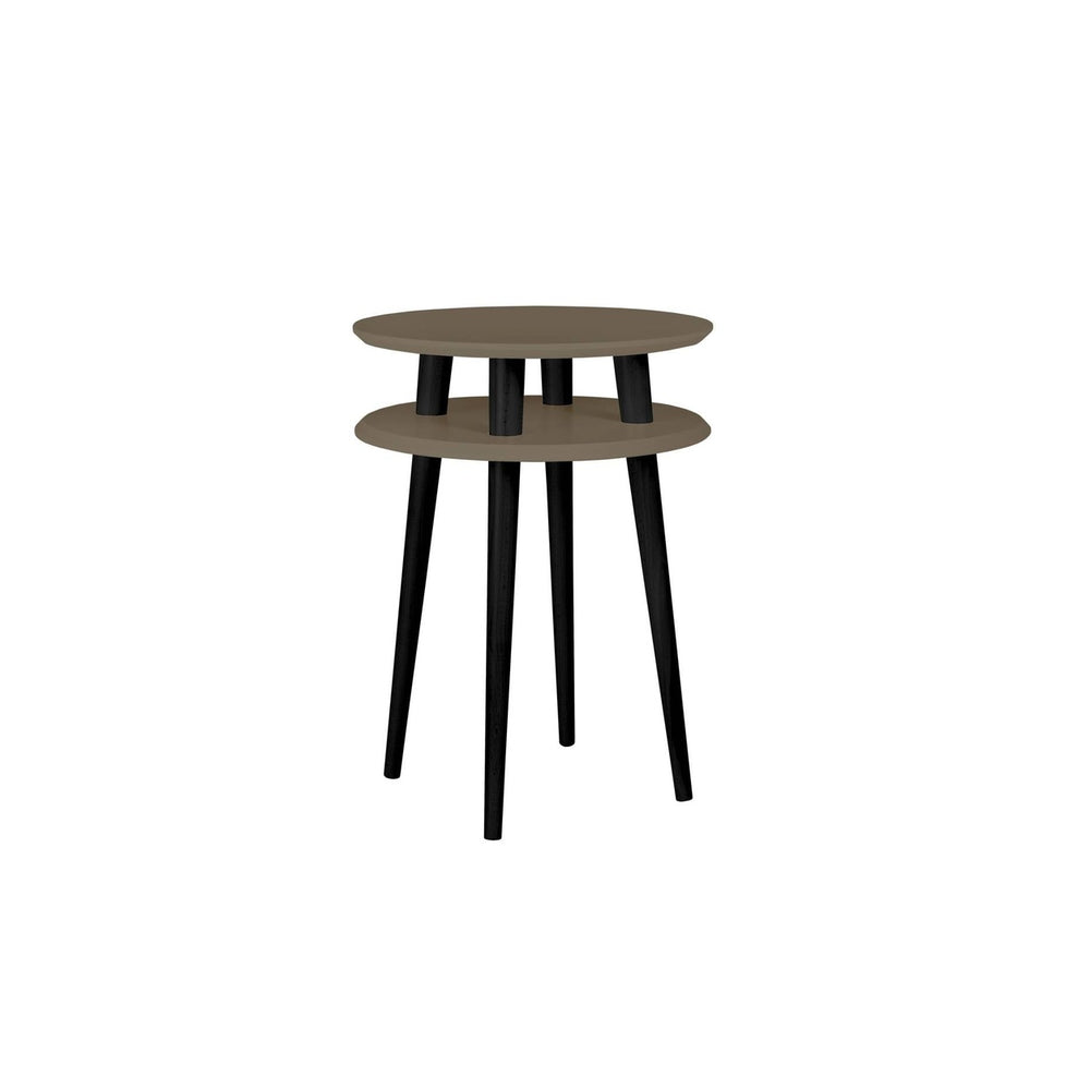 UFO Sidebord diameter 45cm x H 61cm Brun / Sorte ben – eksakt packshot på hvid baggrund