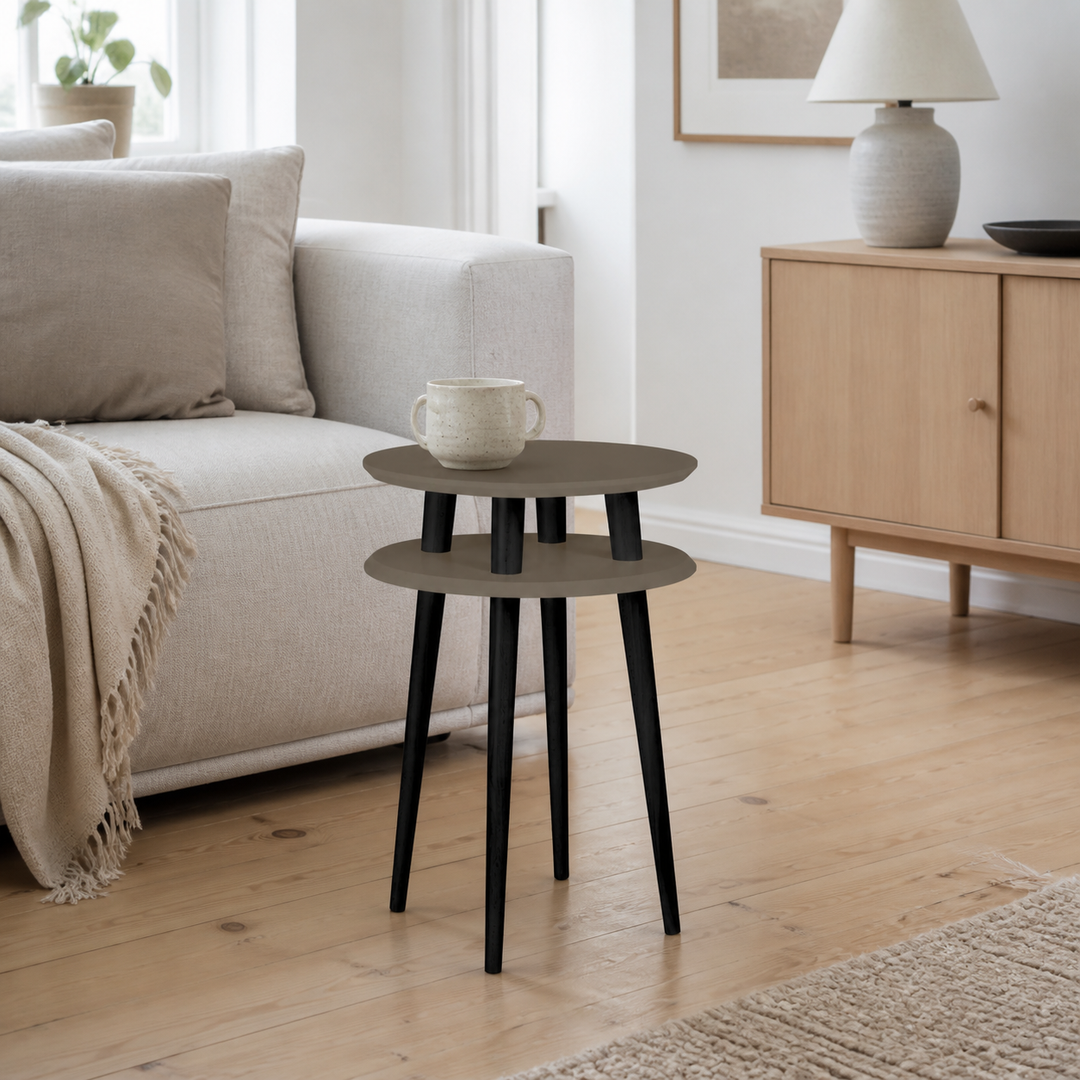 UFO Sidebord diameter 45cm x H 61cm Brun / Sorte ben – hele produktet lukket i hjemmet