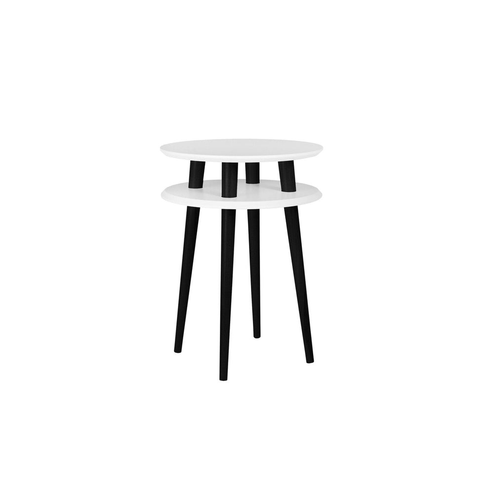UFO Sidebord diameter 45cm x H 61cm Hvide sorte ben – eksakt packshot på hvid baggrund