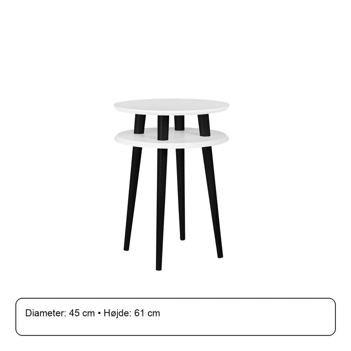 UFO Sidebord diameter 45cm x H 61cm Hvide sorte ben – måldiagram
