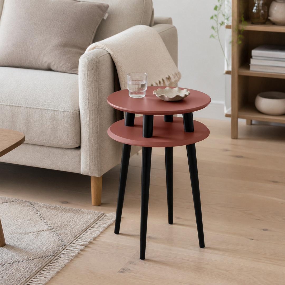 UFO Sidebord diameter 45cm x H61cm Antik pink / Sorte ben – hero i naturlig brug