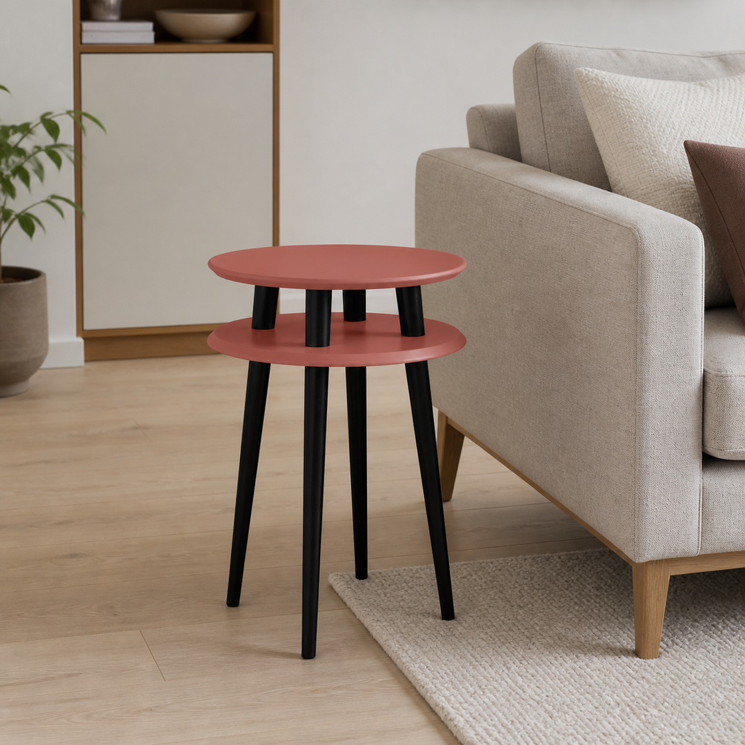 UFO Sidebord diameter 45cm x H61cm Antik pink / Sorte ben – hele produktet lukket i hjemmet