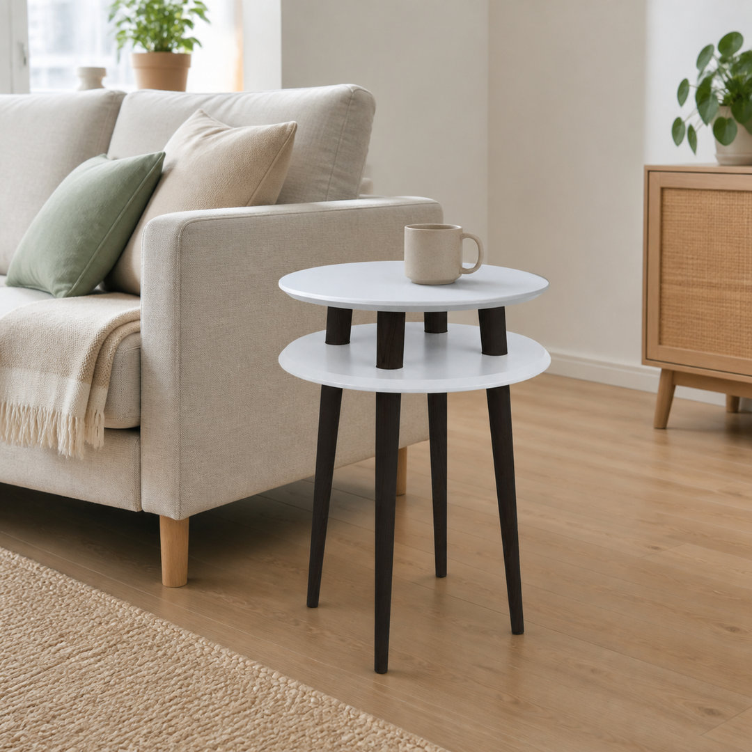 UFO Sidebord diameter 45cm x højde 61cm - Lysegrå/sorte ben – hele produktet lukket i hjemmet