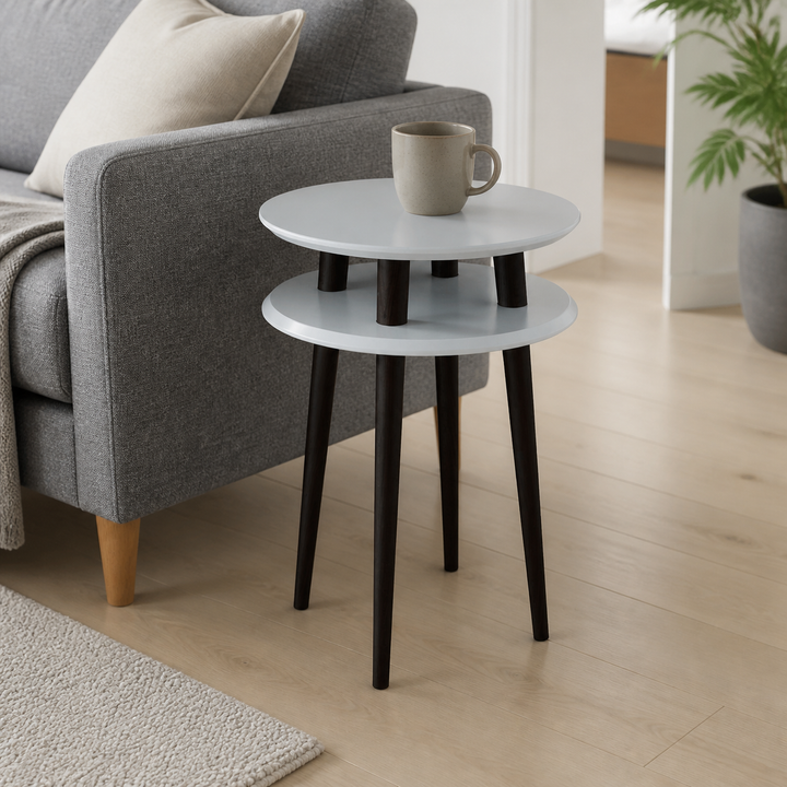 UFO Sidebord diameter 45cm x højde 61cm - Lysegrå/sorte ben – materiale- eller konstruktionsdetalje
