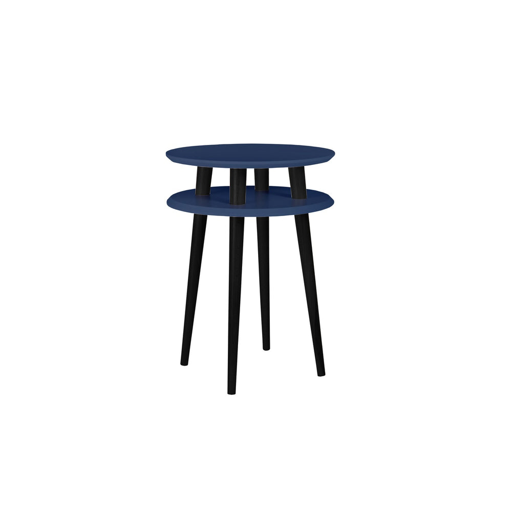 UFO Sidebord diameter 45cm x højde 61cm - Marineblå / Sorte ben – eksakt packshot på hvid baggrund