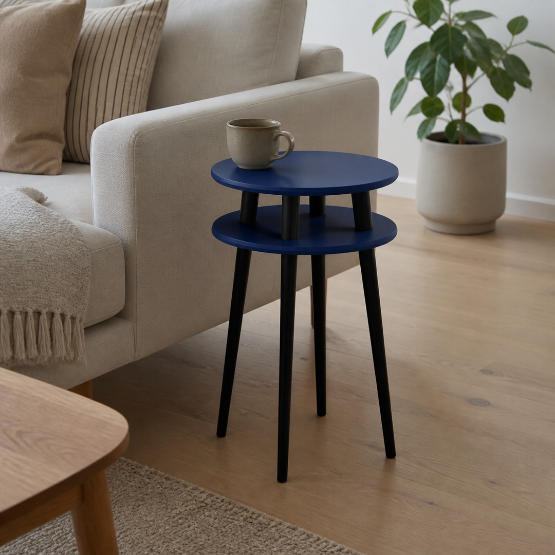 UFO Sidebord diameter 45cm x højde 61cm - Marineblå / Sorte ben – vigtigste funktion