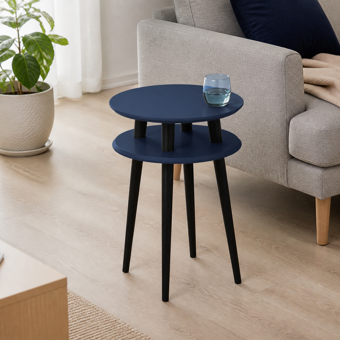 UFO Sidebord diameter 45cm x højde 61cm - Marineblå / Sorte ben – anden naturlig anvendelse eller vinkel