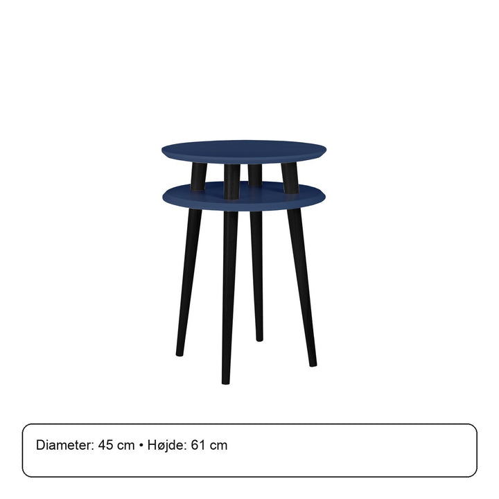 UFO Sidebord diameter 45cm x højde 61cm - Marineblå / Sorte ben – måldiagram