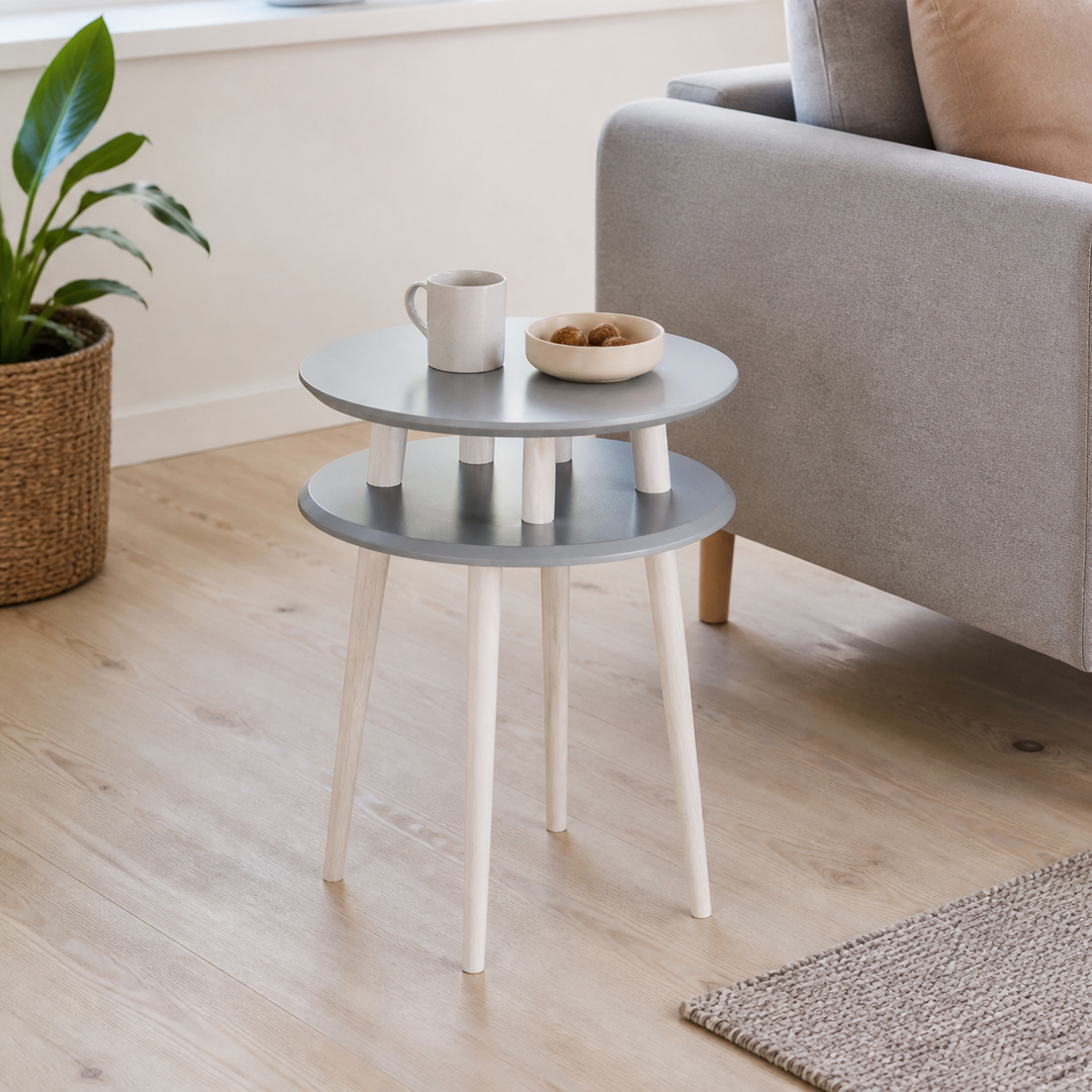 UFO Sidebord diameter 45cm x højde 61cm - Mørkegrå/hvide ben – vigtigste funktion
