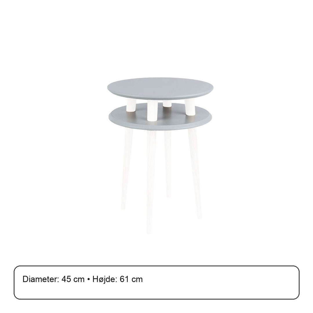 UFO Sidebord diameter 45cm x højde 61cm - Mørkegrå/hvide ben – måldiagram