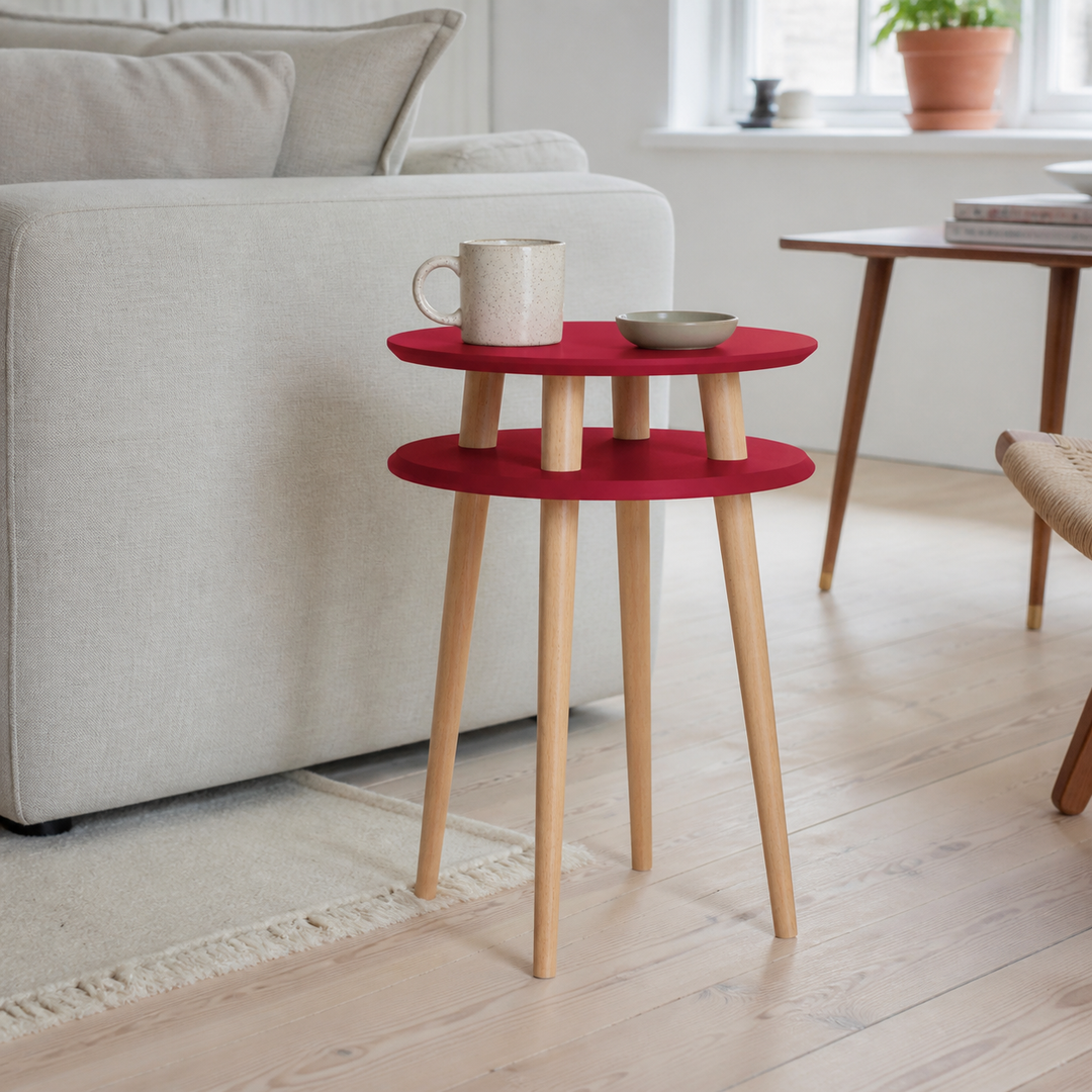 UFO Sidebord diameter 45cm x højde 61cm - Rød – hero i naturlig brug