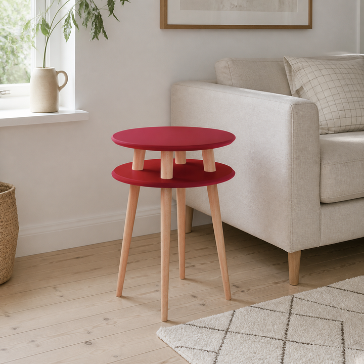 UFO Sidebord diameter 45cm x højde 61cm - Rød – anden naturlig anvendelse eller vinkel