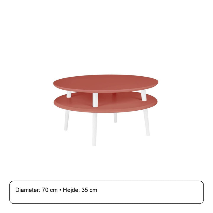 UFO Sofabord Diam 70cm x Højde 35cm Antik Pink Hvide Ben – måldiagram