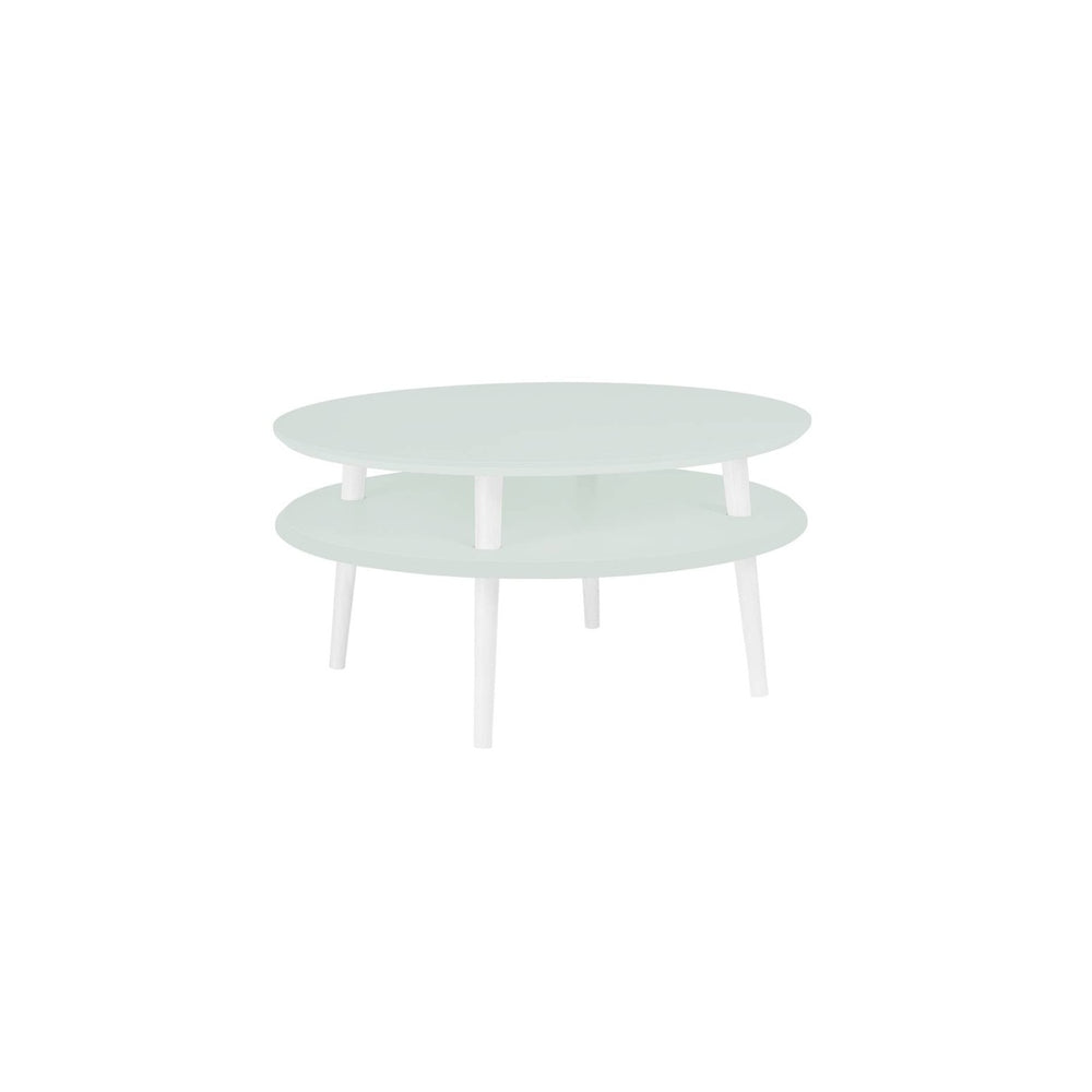 UFO Sofabord Diam 70cm x Højde 35cm Fleeting Mint Hvide Ben – eksakt packshot på hvid baggrund