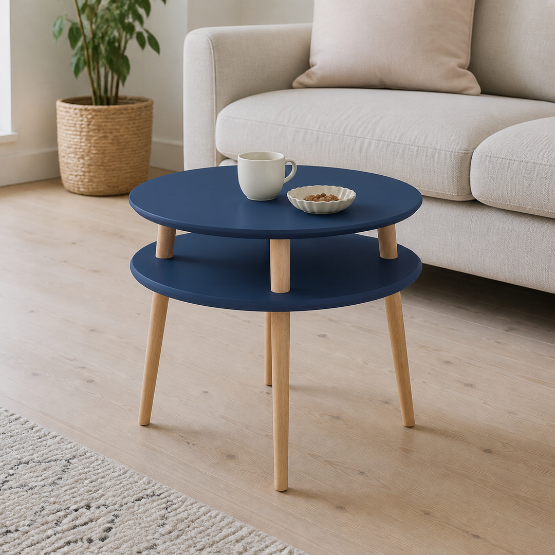 UFO Sofabord diameter 57cm x H 45cm - Marineblå – supplerende neutral dagslysscene