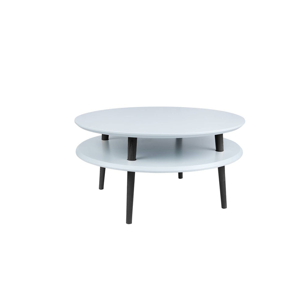 UFO Sofabord diameter 70cm x Højde 35cm - Lysegrå/Sorte Ben – eksakt packshot på hvid baggrund
