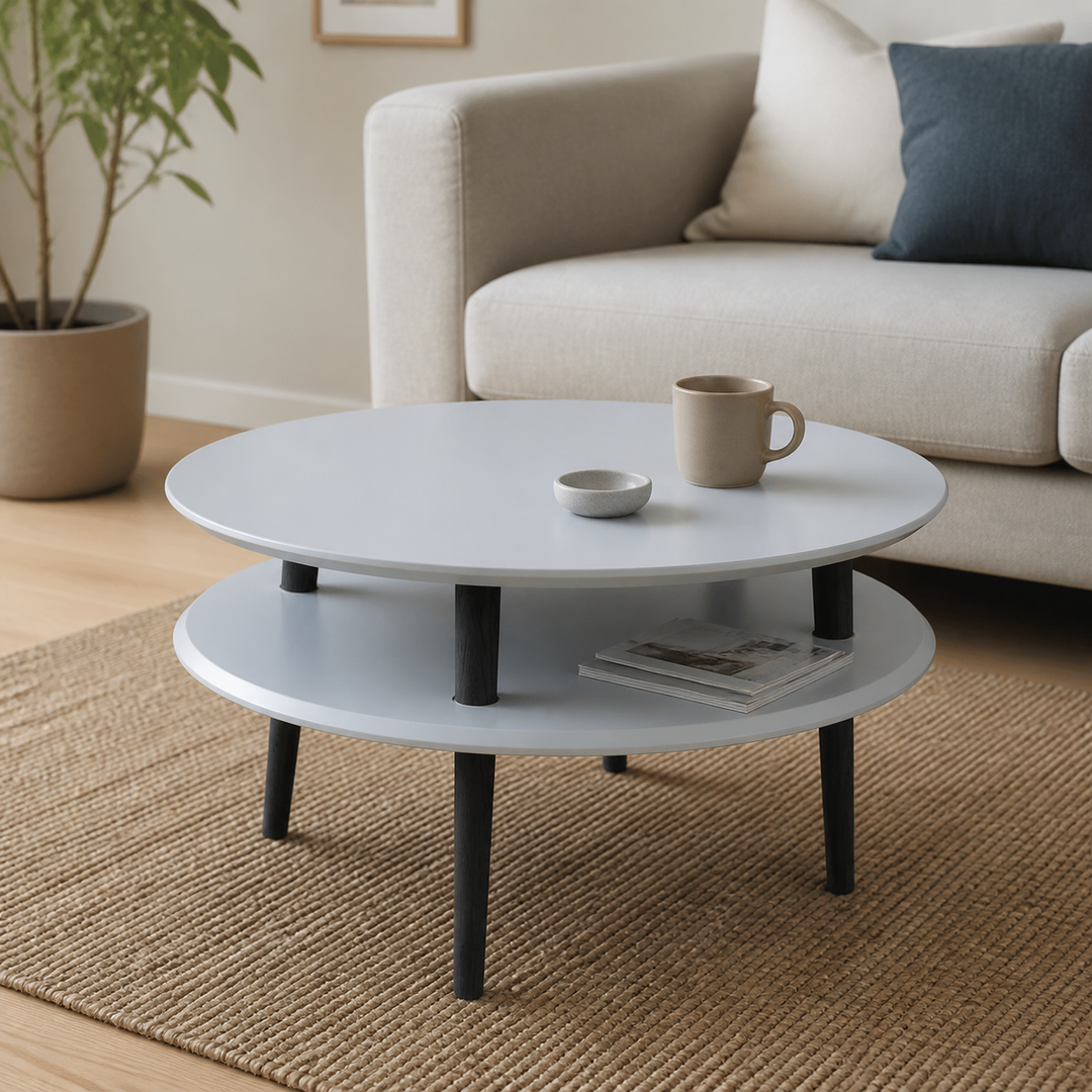 UFO Sofabord diameter 70cm x Højde 35cm - Lysegrå/Sorte Ben – materiale- eller konstruktionsdetalje