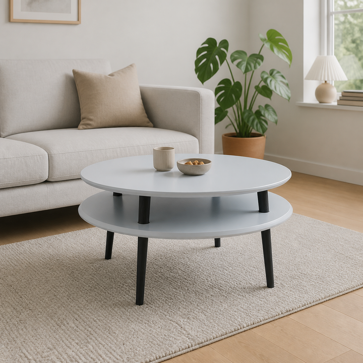 UFO Sofabord diameter 70cm x Højde 35cm - Lysegrå/Sorte Ben – anden naturlig anvendelse eller vinkel