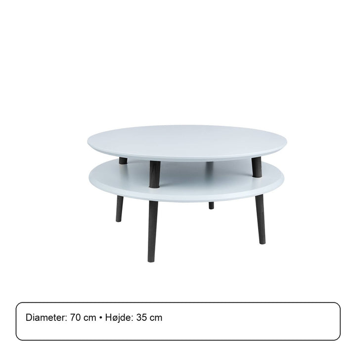 UFO Sofabord diameter 70cm x Højde 35cm - Lysegrå/Sorte Ben – måldiagram