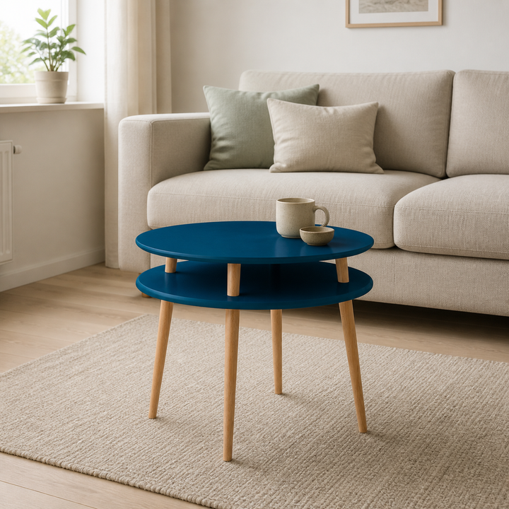 UFO Sofabord diameter 70cm x højde 61cm Benzinblå – hele produktet lukket i hjemmet