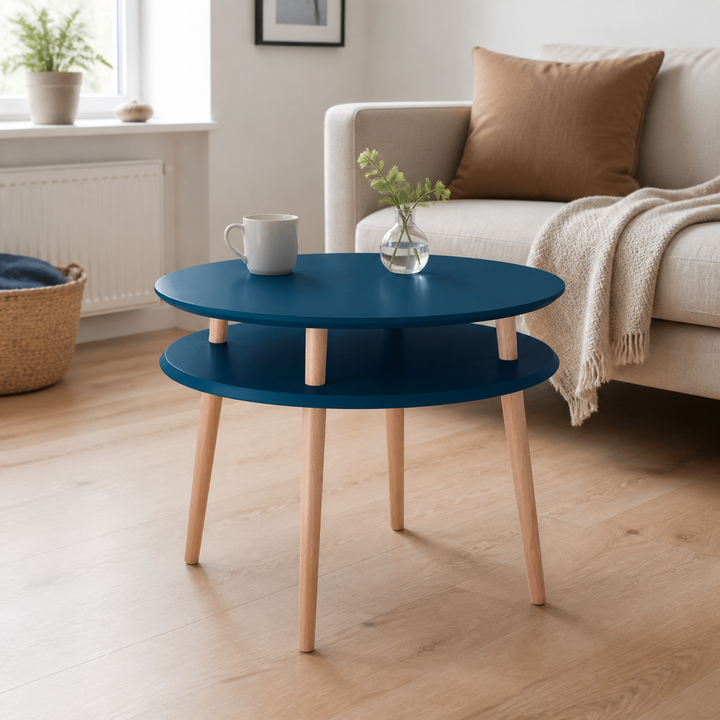 UFO Sofabord diameter 70cm x højde 61cm Benzinblå – anden naturlig anvendelse eller vinkel