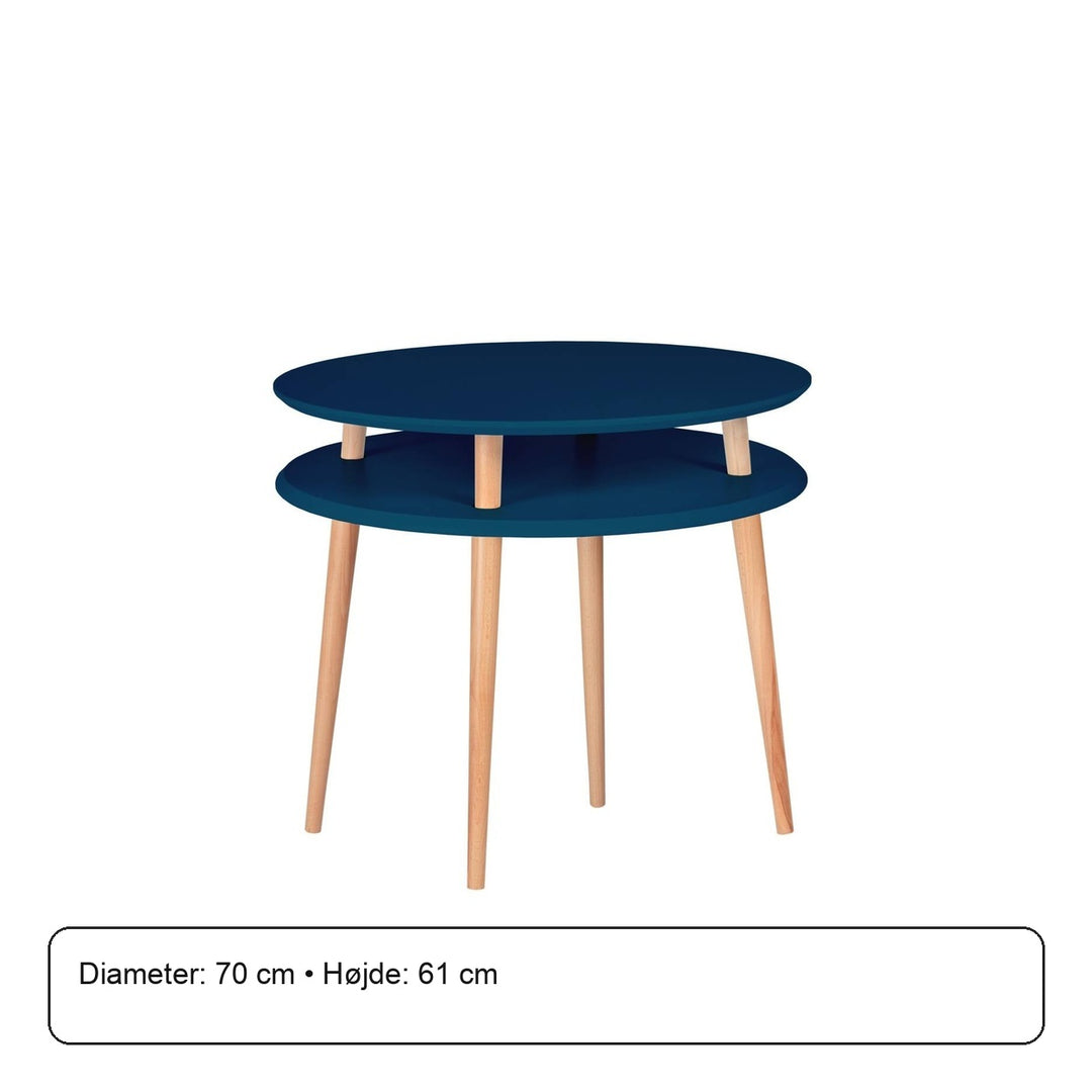 UFO Sofabord diameter 70cm x højde 61cm Benzinblå – måldiagram