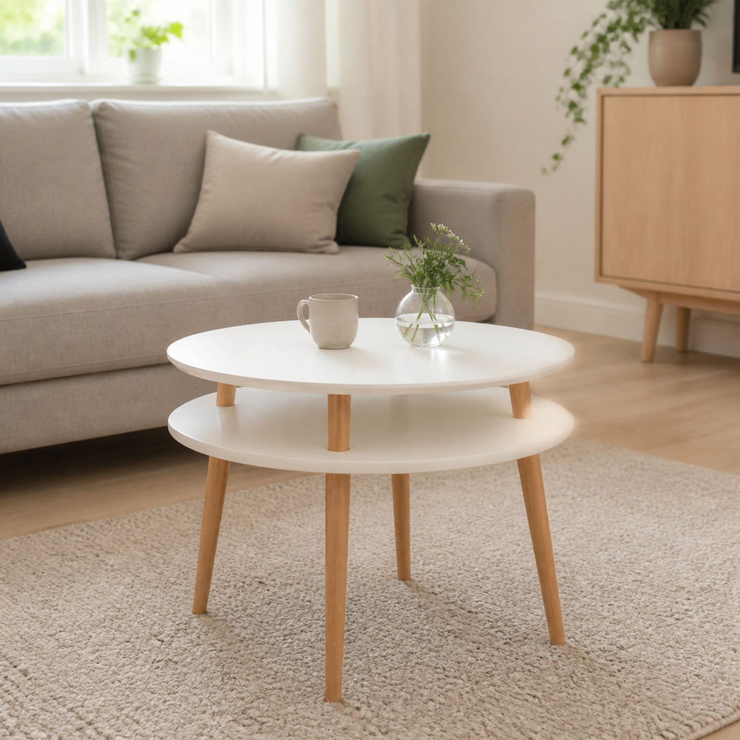 UFO Sofabord diameter 70cm x højde 61cm Hvid – hele produktet lukket i hjemmet