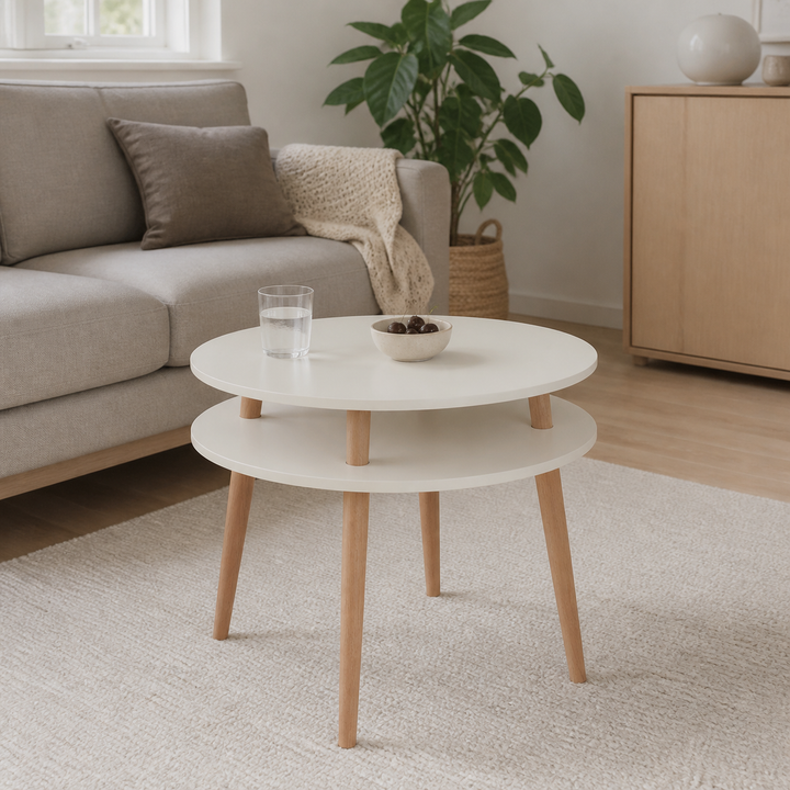 UFO Sofabord diameter 70cm x højde 61cm Hvid – supplerende neutral dagslysscene