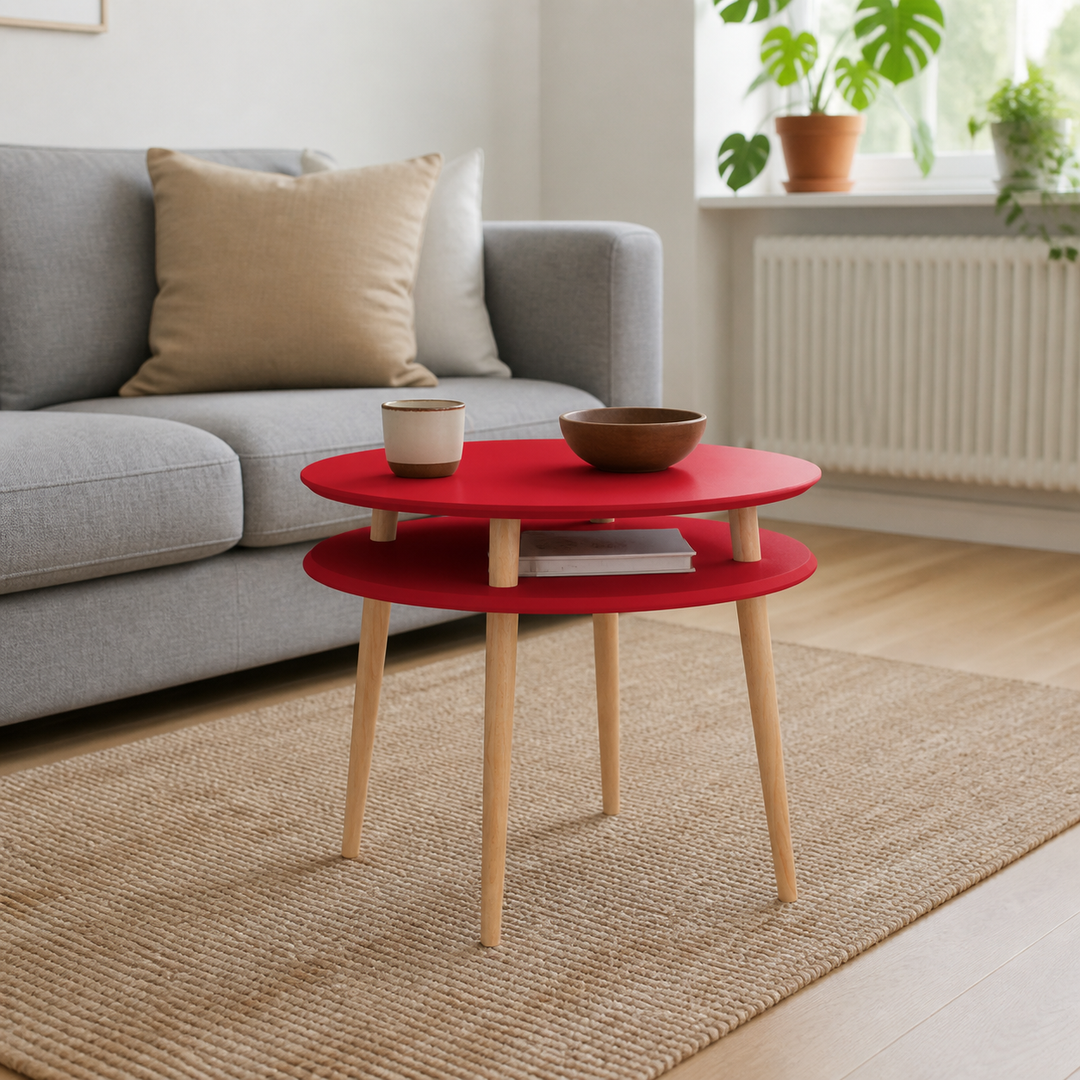 UFO Sofabord diameter 70cm x højde 61cm Pure Red – hero i naturlig brug