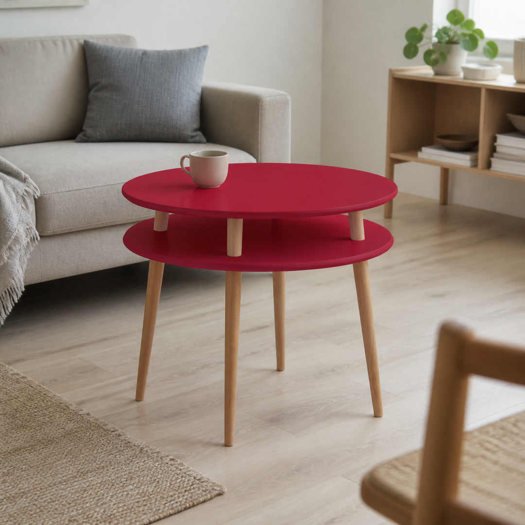 UFO Sofabord diameter 70cm x højde 61cm Pure Red – hele produktet lukket i hjemmet