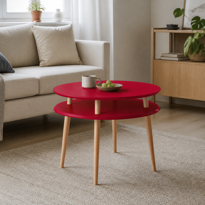 UFO Sofabord diameter 70cm x højde 61cm Pure Red – supplerende neutral dagslysscene