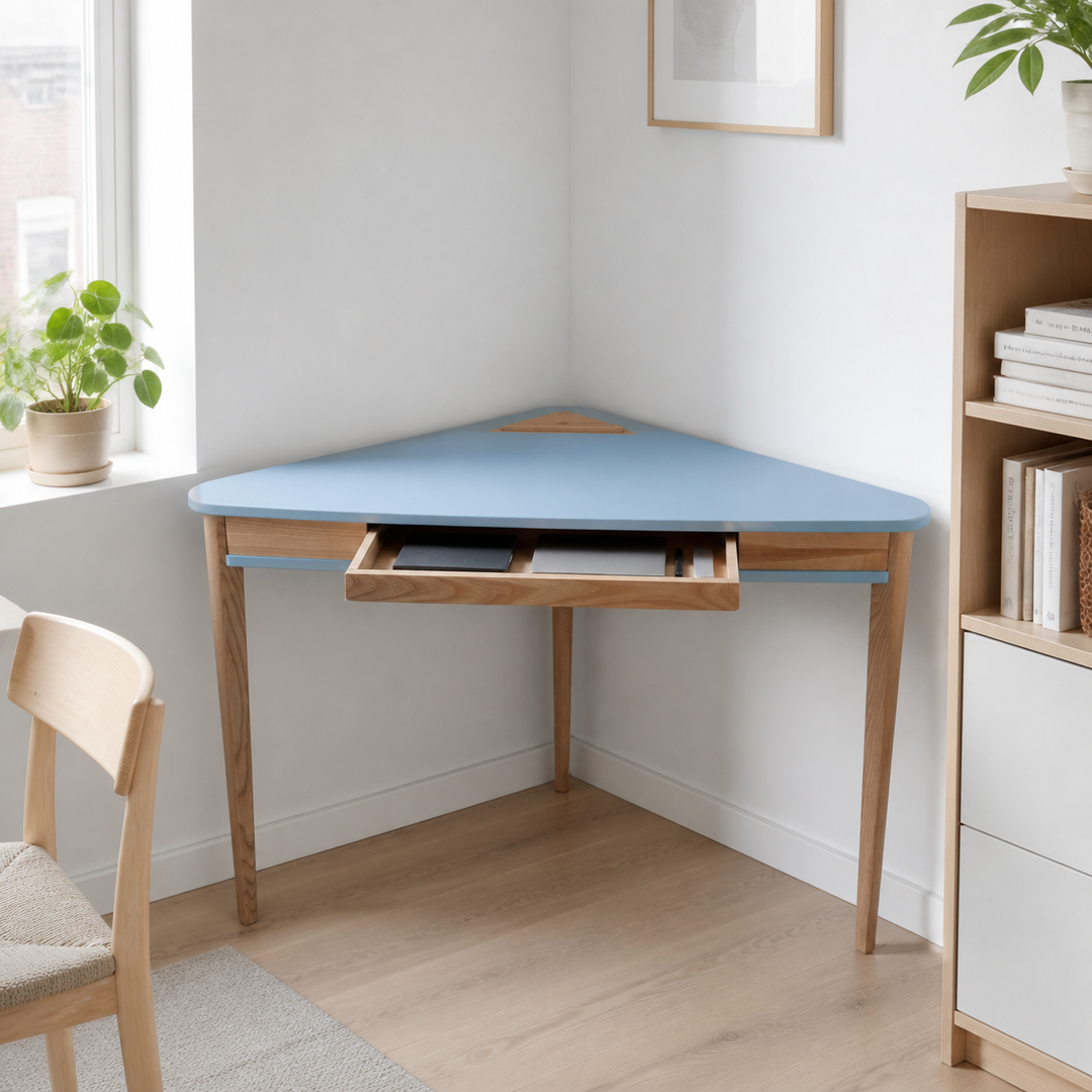 ASHME Hjørneskrivebord 114x85x85cm - Gentle Blue – vigtigste funktion