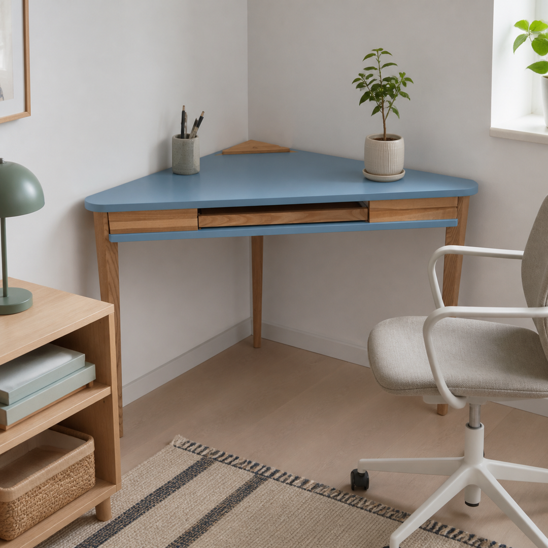 ASHME Hjørneskrivebord 114x85x85cm - Gentle Blue – materiale- eller konstruktionsdetalje