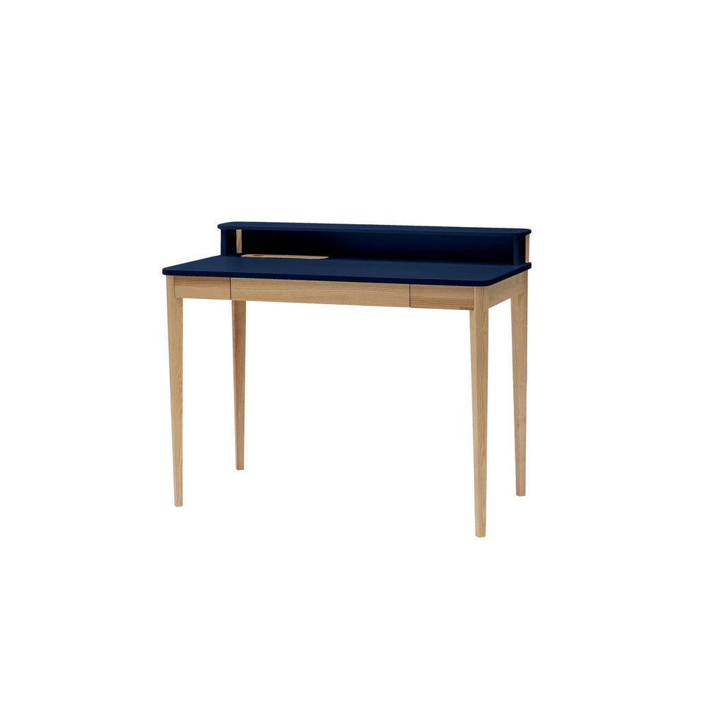 ASHME Skrivebord B 110 x D 56 x H 75 cm - Asketræ/Marineblå – eksakt packshot på hvid baggrund