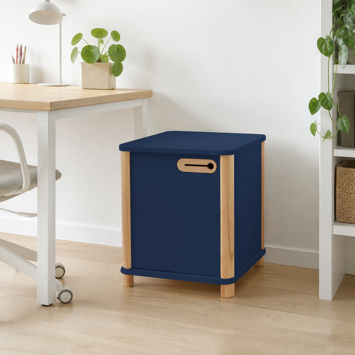 ASHME Skrivebordsskab B 42 x D 42 x H 48cm - Marineblå – hele produktet lukket i hjemmet