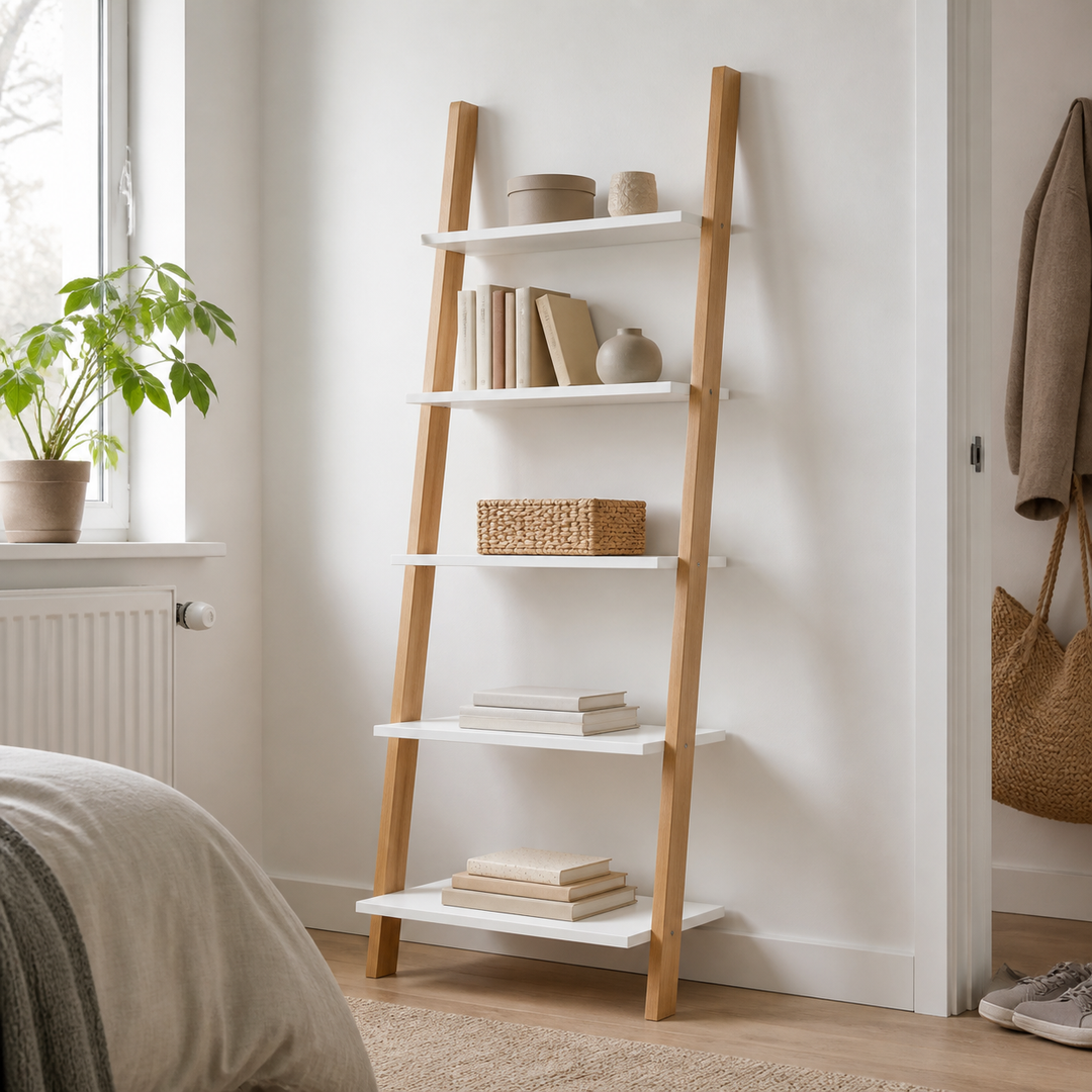 ASHME Stigehylde 85x35x180cm Hvid – hero i naturlig brug