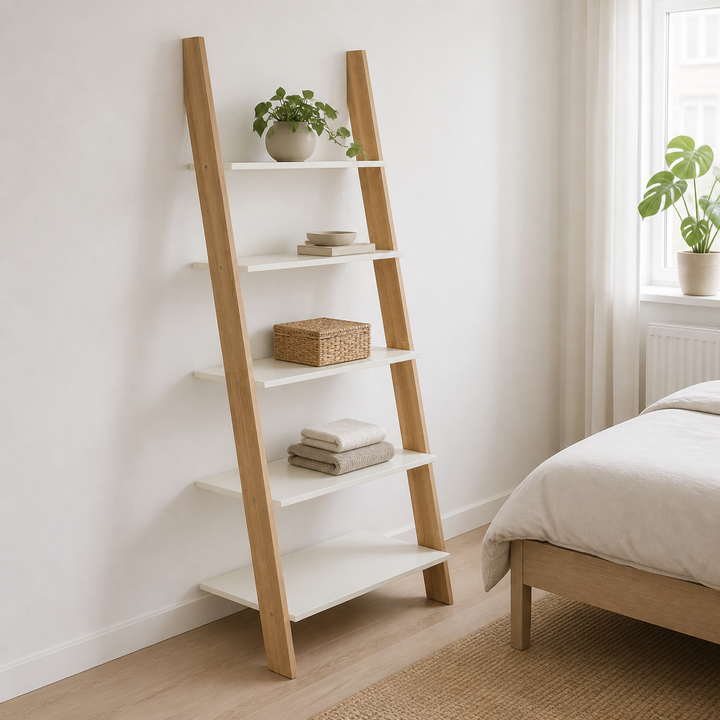 ASHME Stigehylde 85x35x180cm Hvid – hele produktet lukket i hjemmet