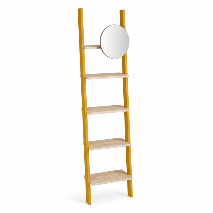 ASHME Stigehylde med spejl 45x35x180cm - Gul – eksakt packshot på hvid baggrund